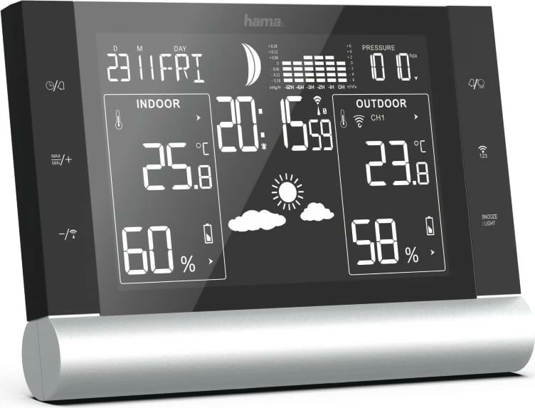 Stacion moti Hama Black Line Plus, me sensor të jashtëm, i zi