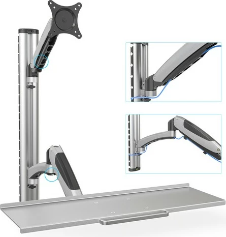 Krah muri për monitor dhe tastierë Digitus DA-90354, deri 27", 8 kg, VESA 75x75/100x100, zi/gri