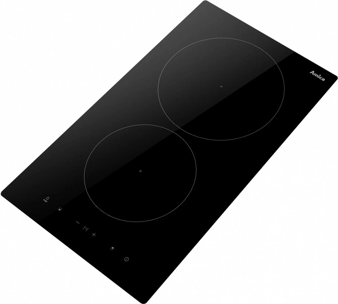 Pllakë induksioni, Amica, PI3520U, 2 zona, 30 cm, 3.7 kW, komandim me prekje, e integrueshme në nivel, e zezë