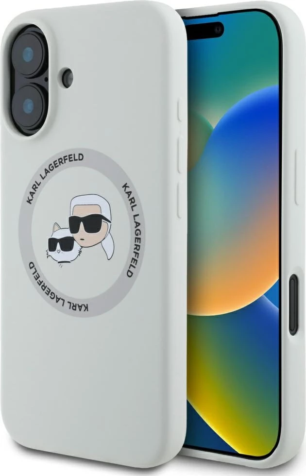 Mbështjellës Karl Lagerfeld Silicone Double Heads And Circle MagSafe për iPhone 16, Bezhë