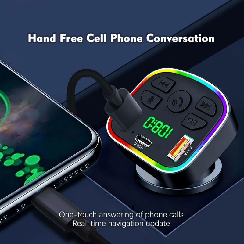 Modulator FM & Karikues Makine me Dritë RGB (USB-C & USB-A)