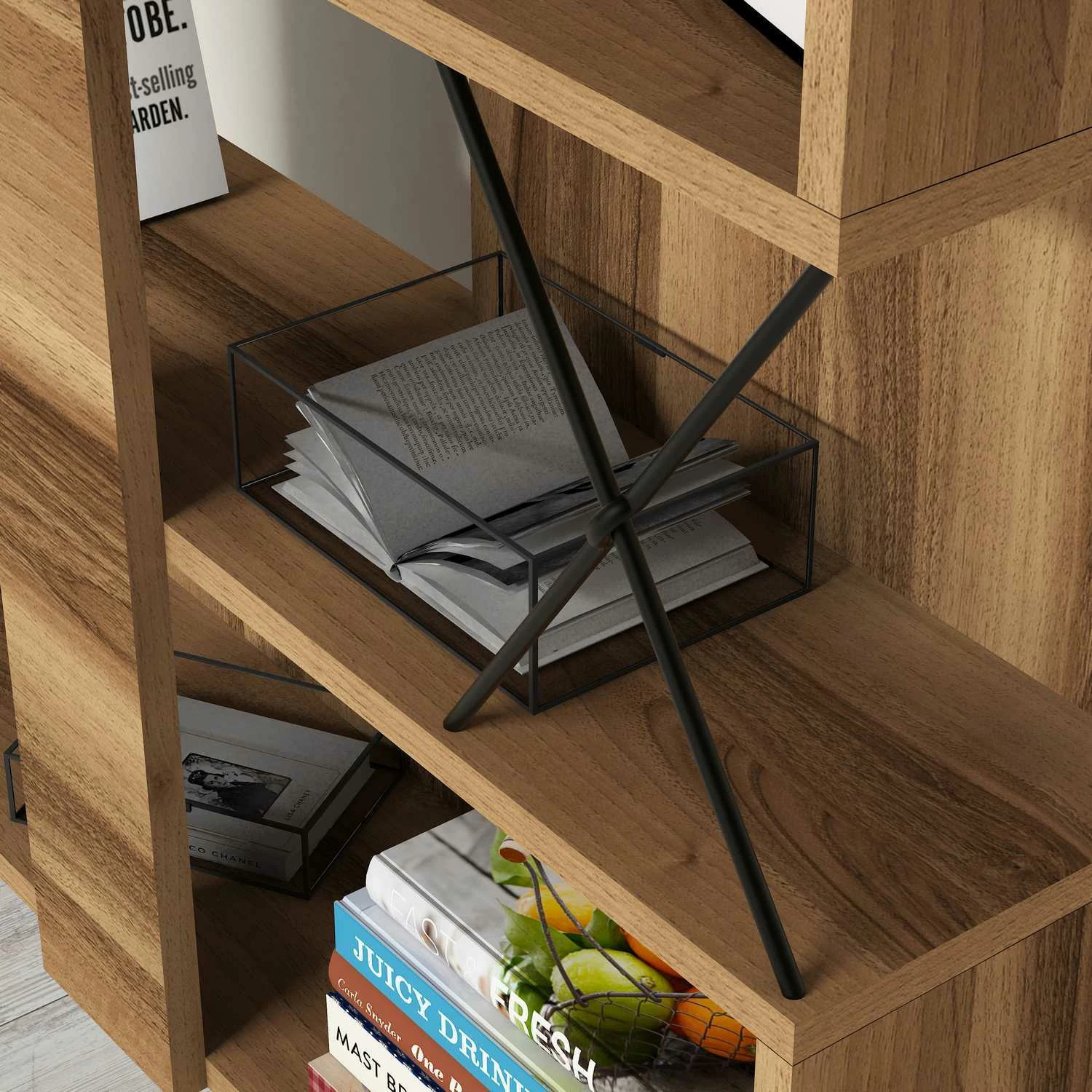 Raft librash Hanah Home, ekstra, ngjyrë arre