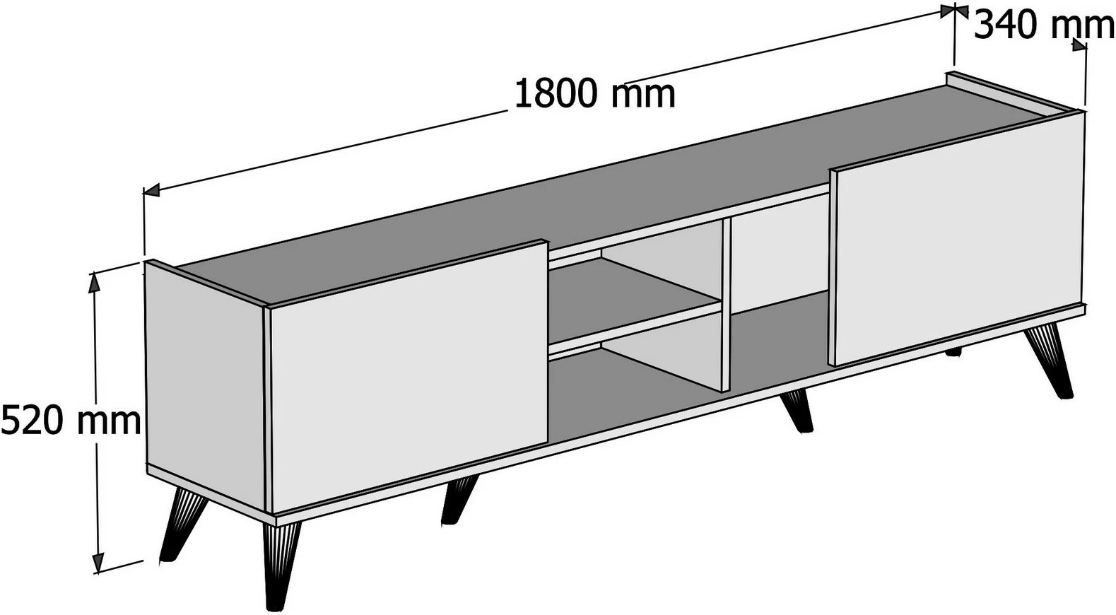 Komodë TV Hanah Home, Elegante 1310, ngjyrë arre, 180x52x34cm