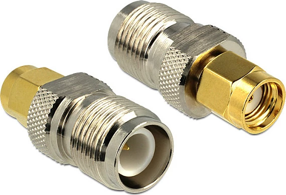 Adapter DeLOCK RP-SMA mashkull > RP-TNC femër, metal, 27 mm, ari/argjend