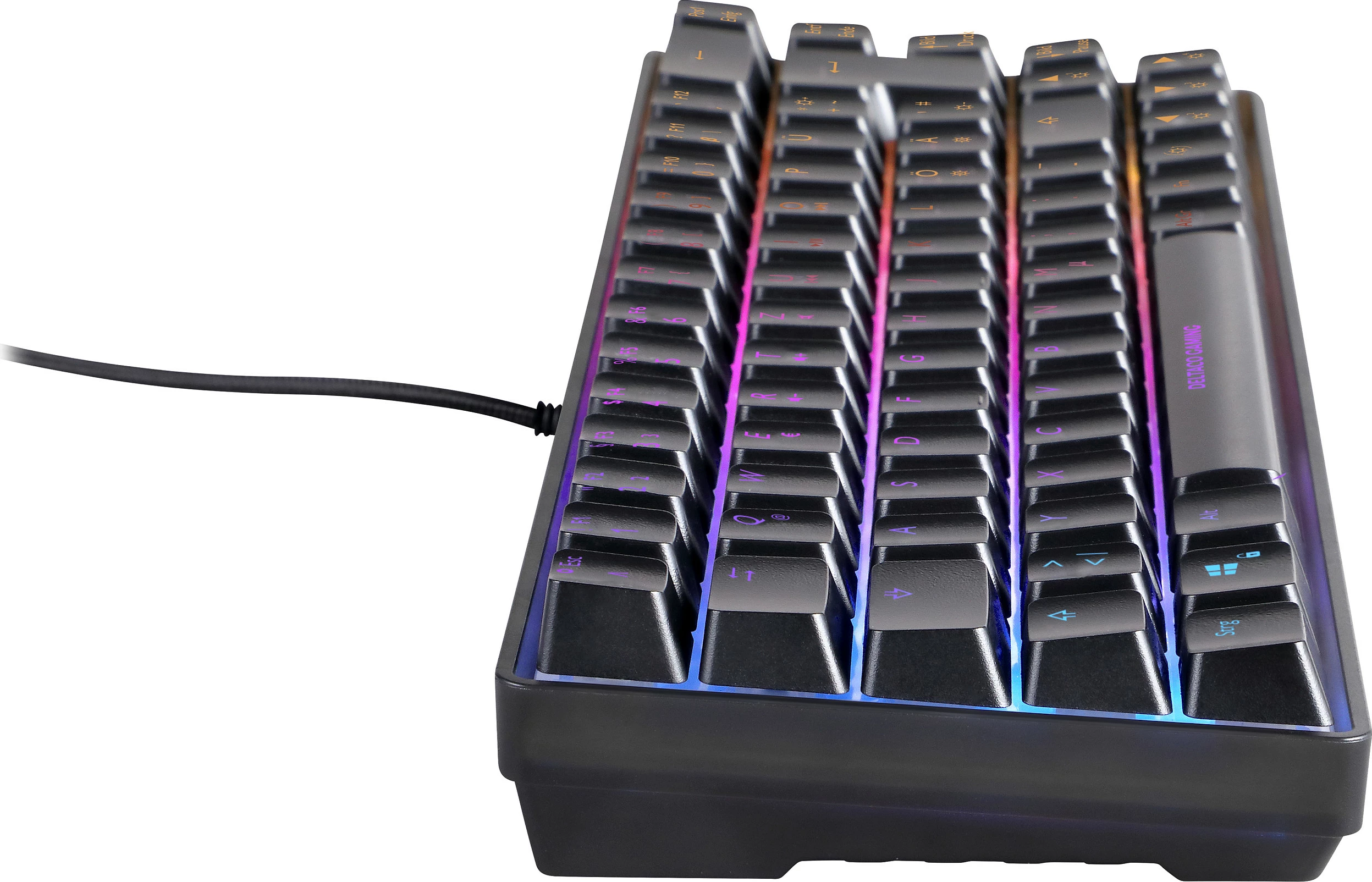 Tastierë gaming Deltaco DK240 mini 60%, RGB, USB, e zezë