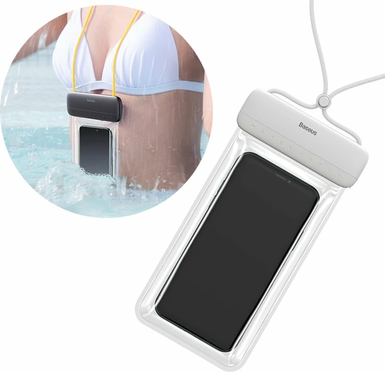 Mbështjellës universal Baseus Let's go Slip Cover Waterproof Bag për celular deri 7.2 inç, IPX8, Bardhë