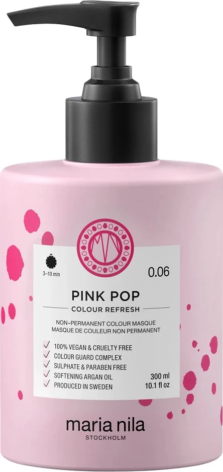 Maskë për flokë ngjyrues Maria Nila Colour Refresh 0.06 Pink Pop për femra, 300ml rozë