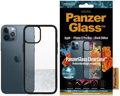 Mbështjellës PanzerGlass ClearCase për iPhone 12 Pro Max, transparent dhe zi