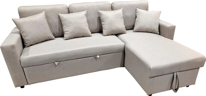 Divan qoshe me shtrat dhe depo, ngjyrë bezhë, Sorno, 224x146x90cm