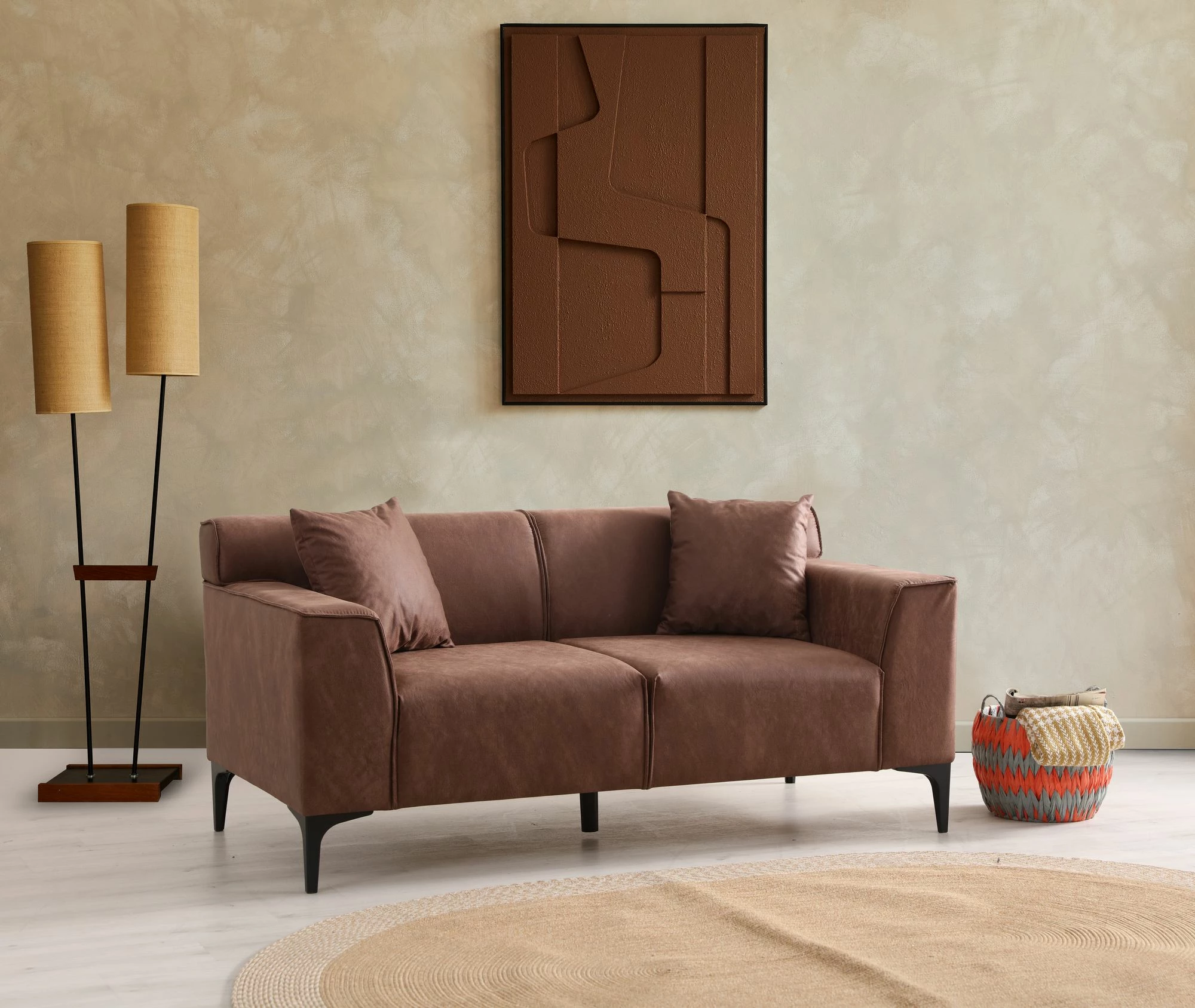 Divan dy-vendësh, ngjyrë konyak, Atelier del Sofa, New Petra 2