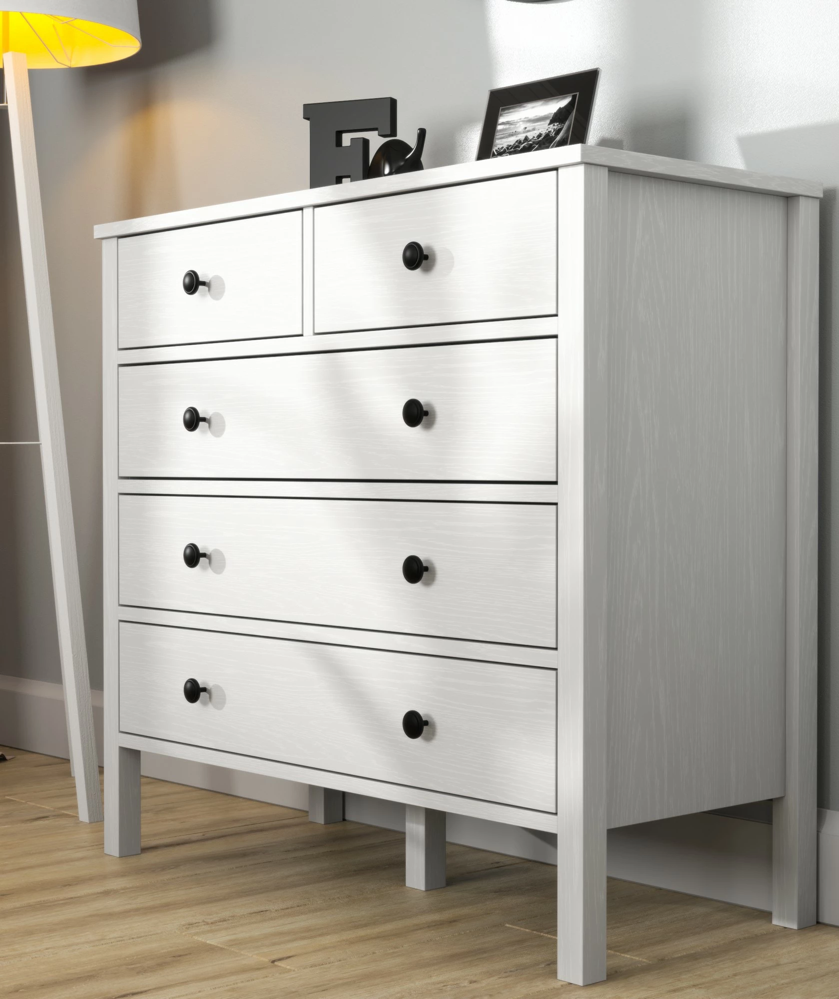 Komodë Hanah Home, FRN-20061, ngjyrë druri dhe e bardhë