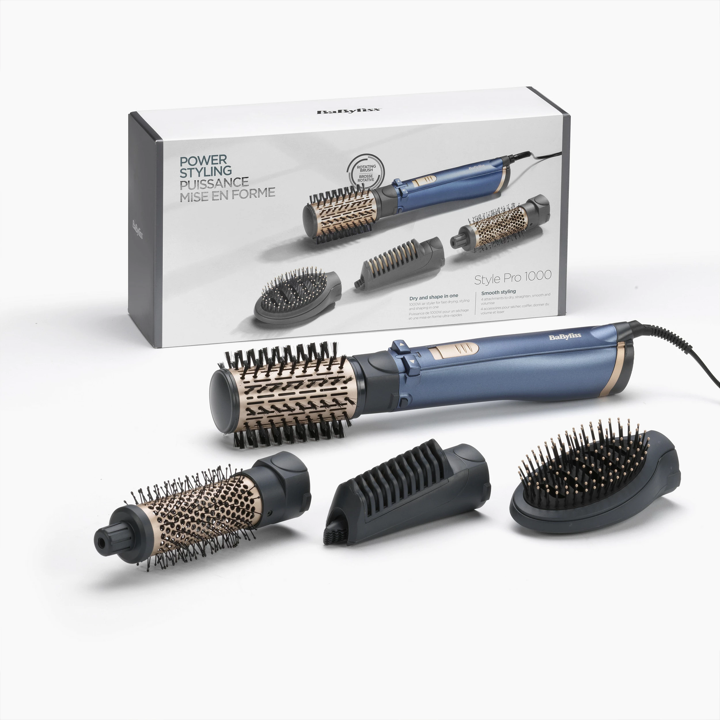 Furçë elektrike për flokë BaByliss Style Pro AS965E, me aksesorë, blu