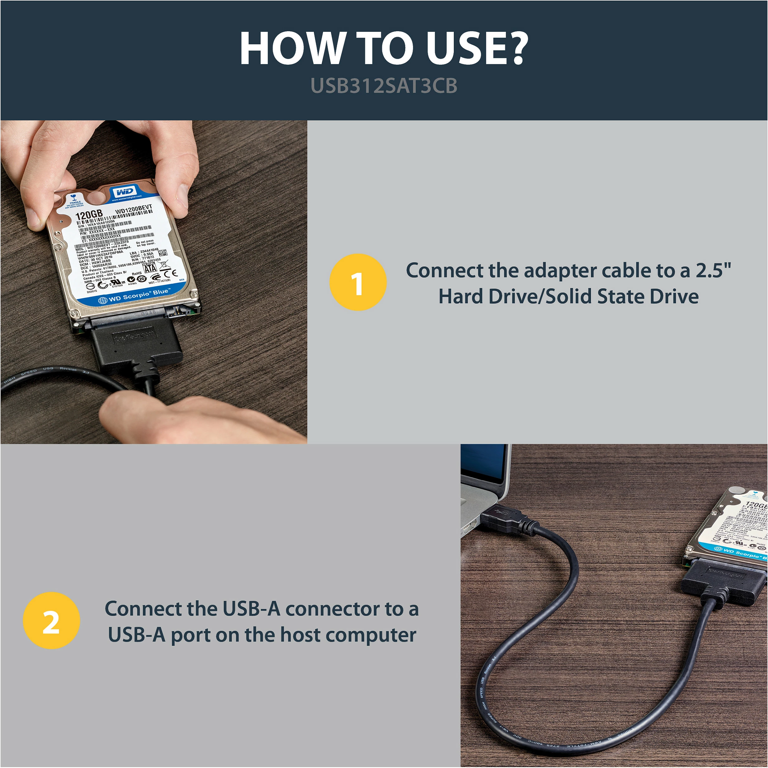 Adapter USB 3.1 në SATA StarTech USB312SAT3CB, 2.5", 0.5 m, 10 Gbit/s, i zi