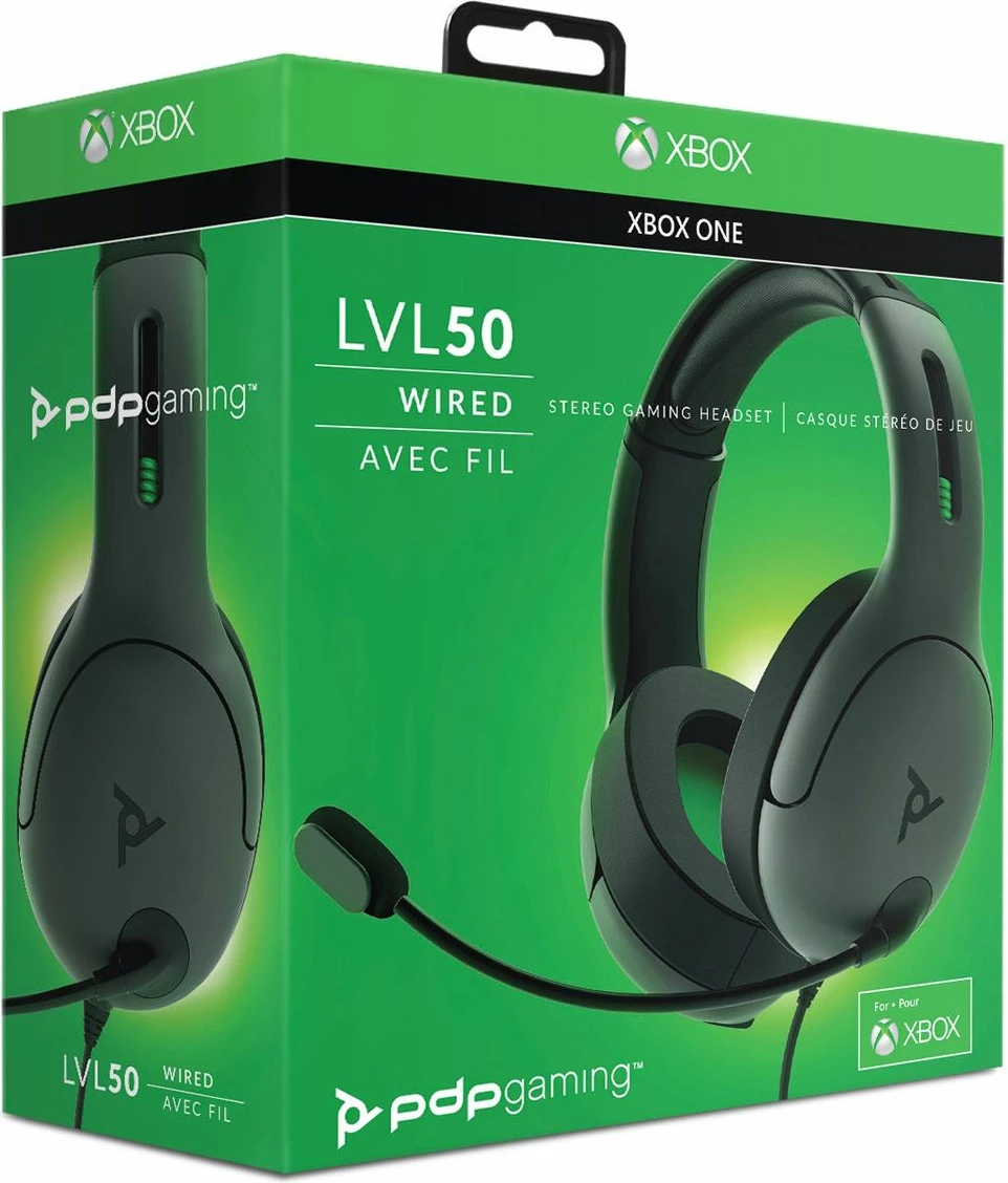 Kufje gaming PDP LVL50 Chat, stereo me kabllo 50mm, për Xbox One, gri