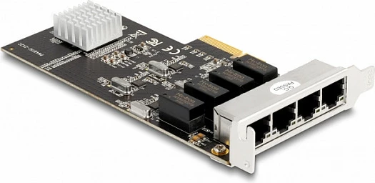 Kartelë rrjeti PCIe DeLOCK RTL8111, 4x Gigabit RJ45, PCIe 2.0, e argjendtë