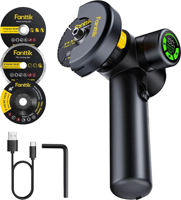 Flekser pa kabllo Fanttik M10 Ace, 10,000 rpm, thellësi prerjeje 20 mm, karikim USB-C, set 4 disqe, e zezë