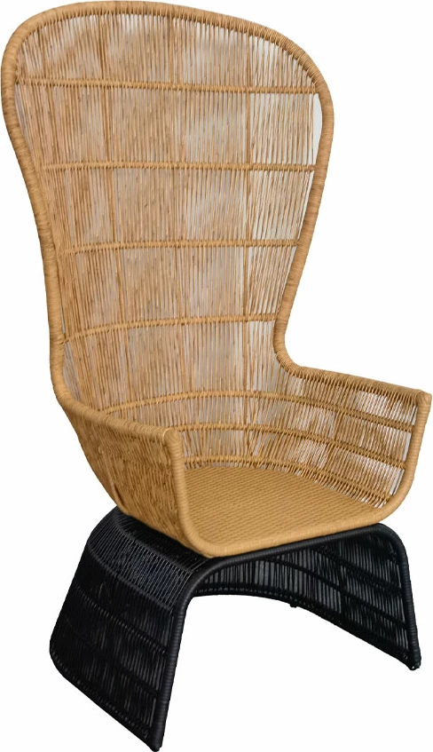 Karrige e lartë Misa, ratan natyral, metal i zi, 110x75x165