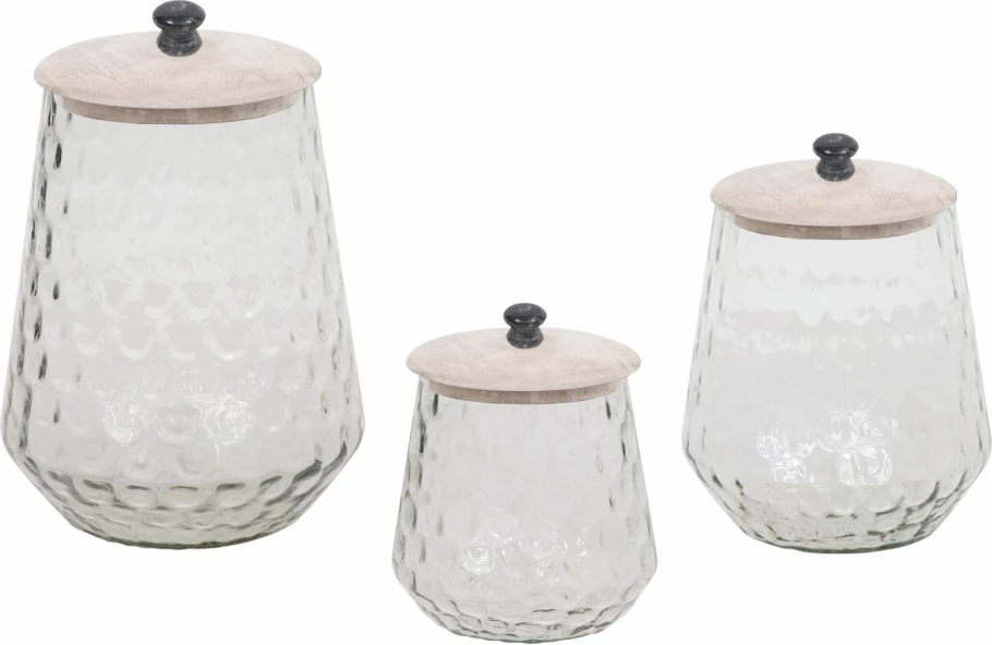 Kavanoz qelqi me kapak, ngjyrë druri e zbardhur, 14x14x20cm