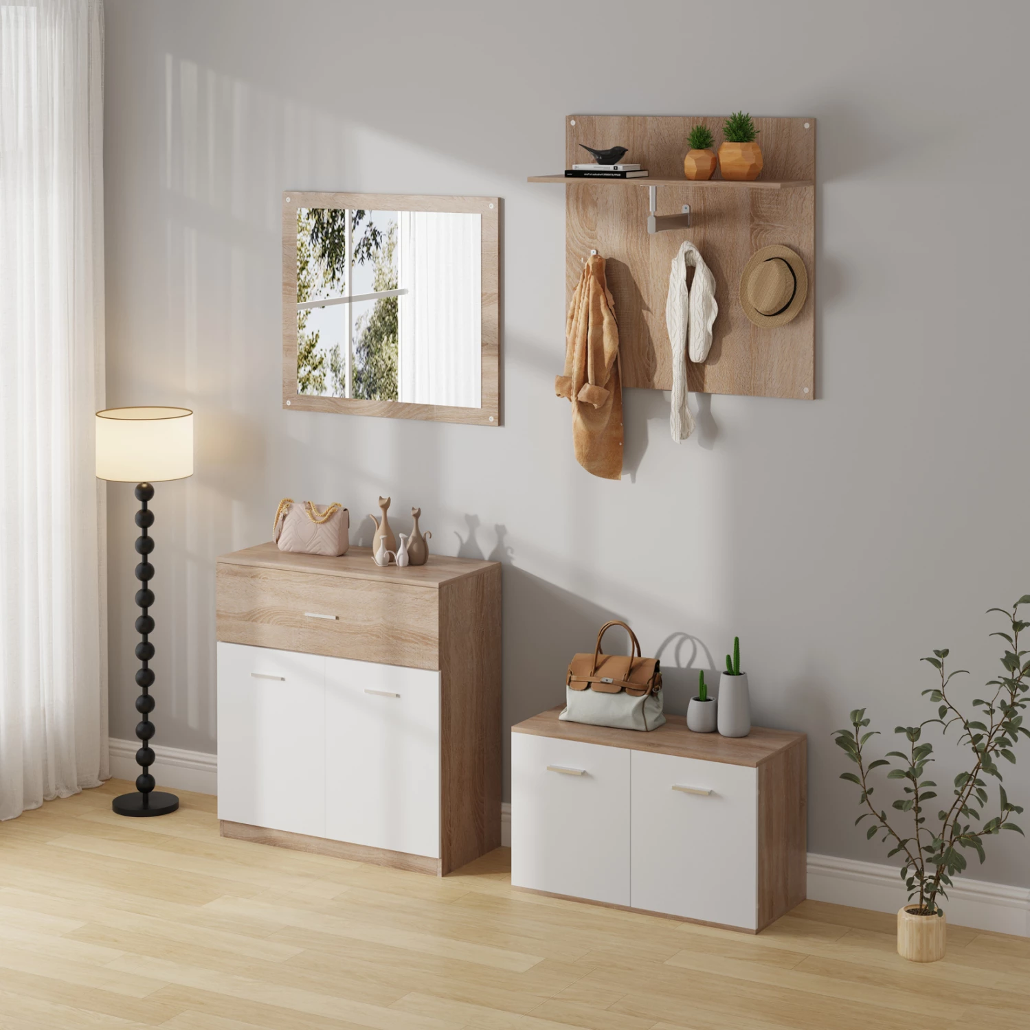 Set hyrje 4 pjesë DIONNE FH21057 melaminë, sonoma-bardhë