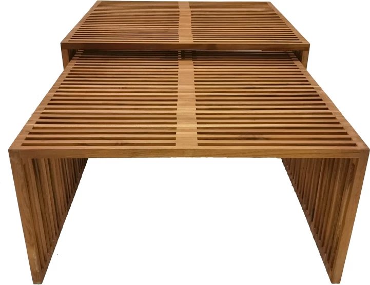 Set tavolinash Tinnie I, dru tik, ngjyrë natyrale