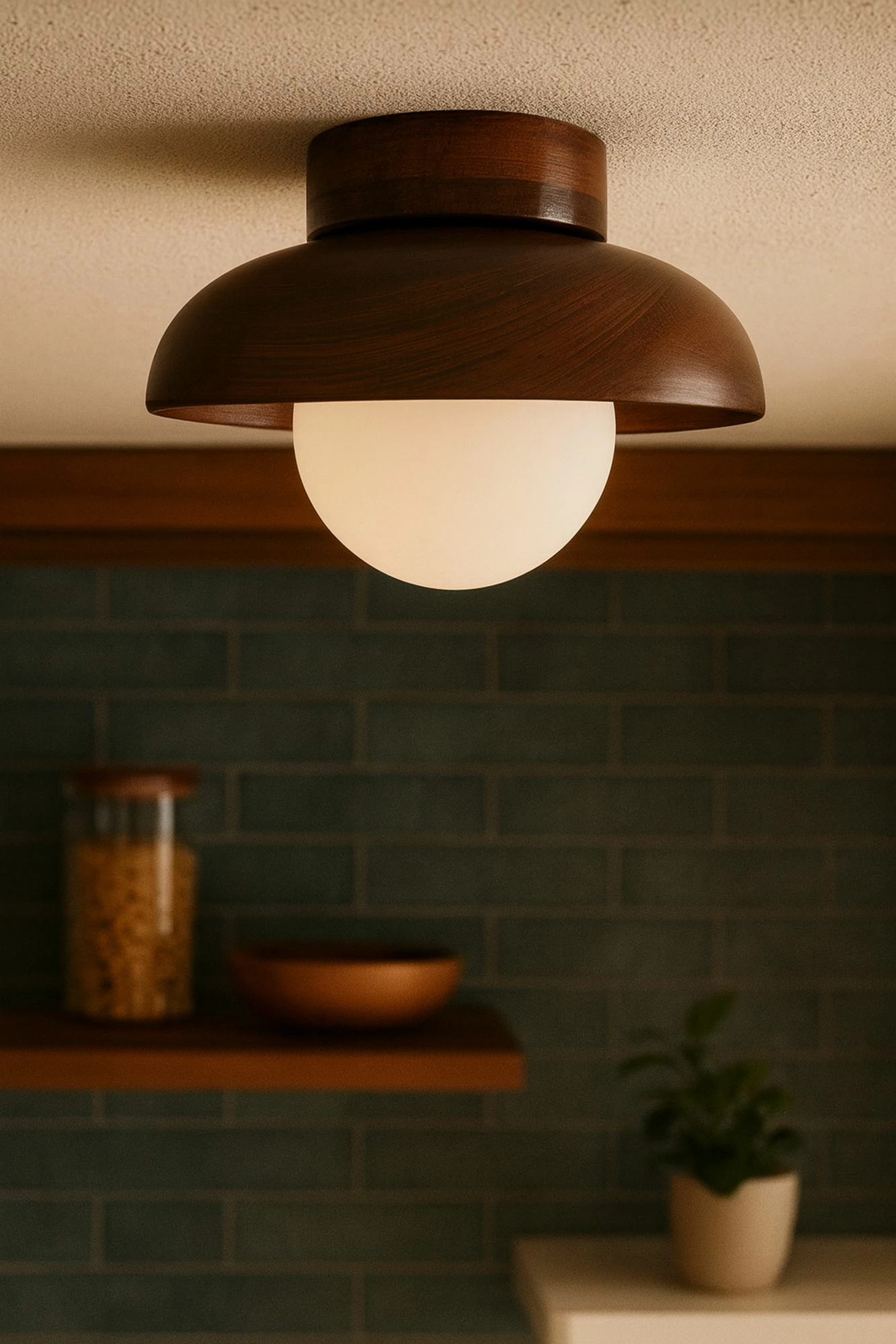 Llambë muri Opviq, dru arre, kapak qelqi, Walnut