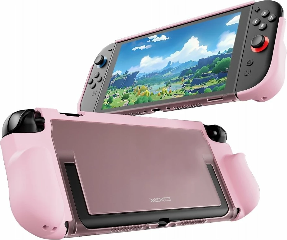 Mbështjellës për konzolë Yaxo BUZZARD YAX-GA-CS-18 për Nintendo Switch 2, mbrojtje military-grade, këmbëz palosëse, Neon Pink