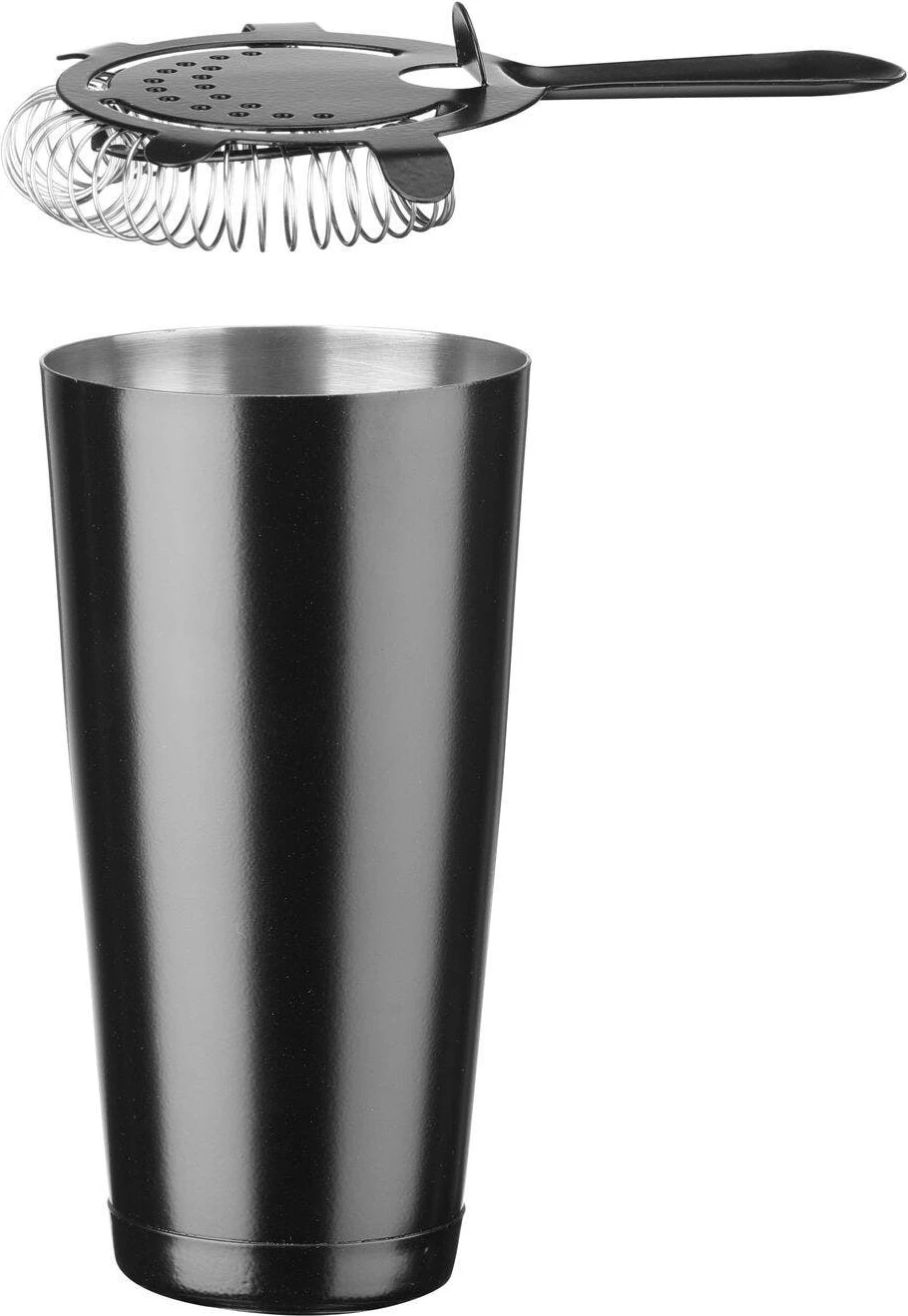 Set aksesorësh barmeni, BarUp Barkit in Tube, Boston shaker 500/800 ml, xhiger 25/50 ml, lugë spirale 27 cm, sitë Hawthorne, grirës (muddler), tub kartoni, diametër 120 x 320 mm, e zezë