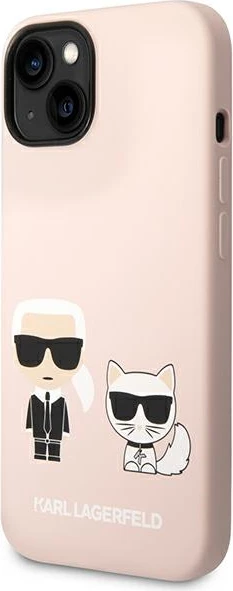 Mbështjellës Karl Lagerfeld KLHMP14MSSKCI për iPhone 14 Plus 6.7", silikon, MagSafe, rozë e çelur