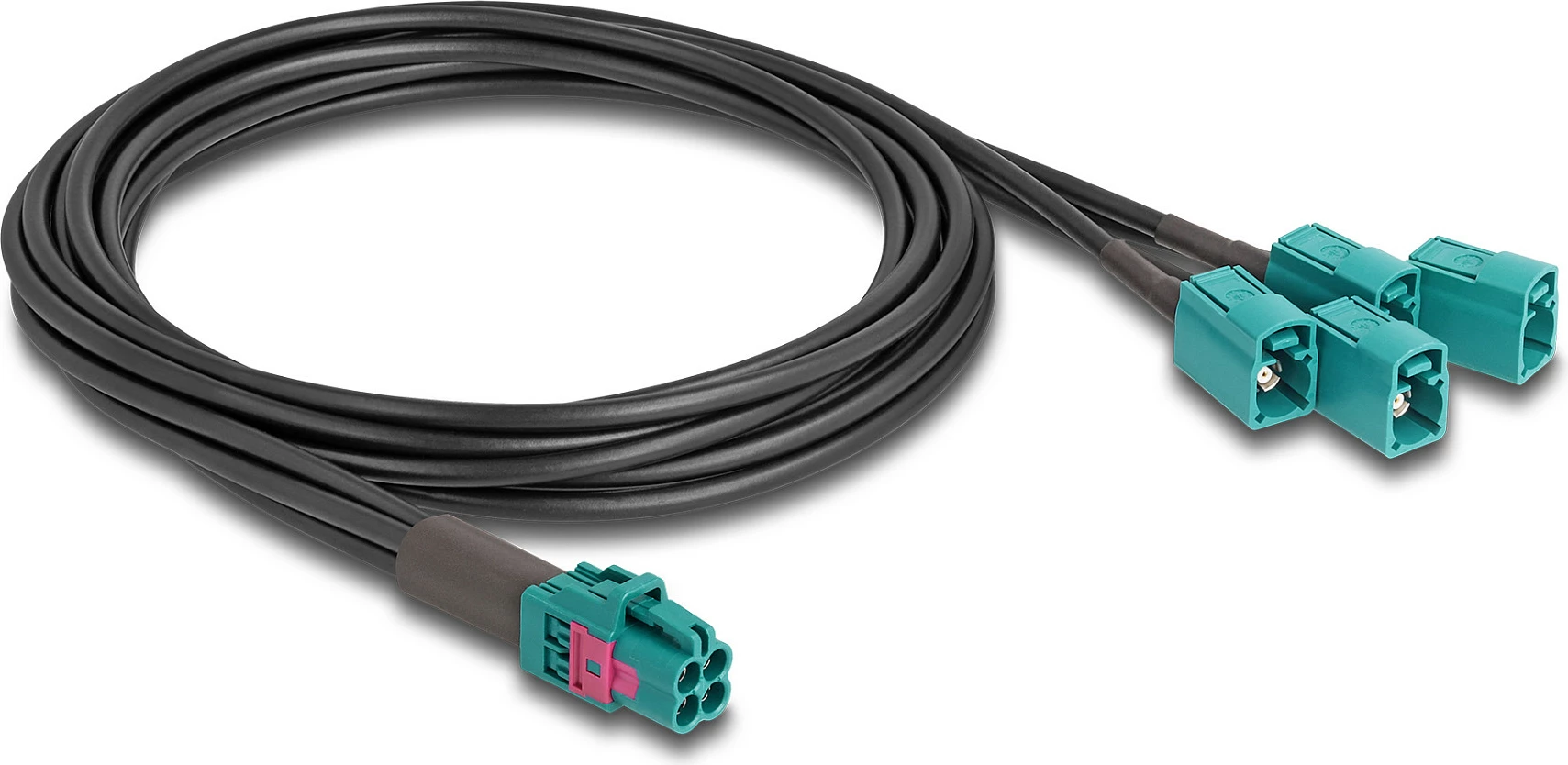 Kabllo adapter DeLOCK Mini FAKRA Z quad (female) në 4x FAKRA Z (female) A-type, e zezë