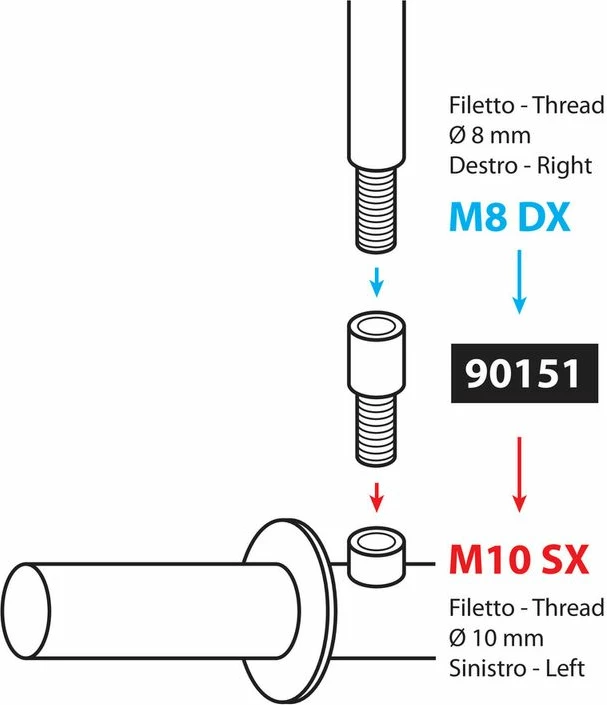 Bulon I Pasqyres Motorri 8mm D> 10mm M