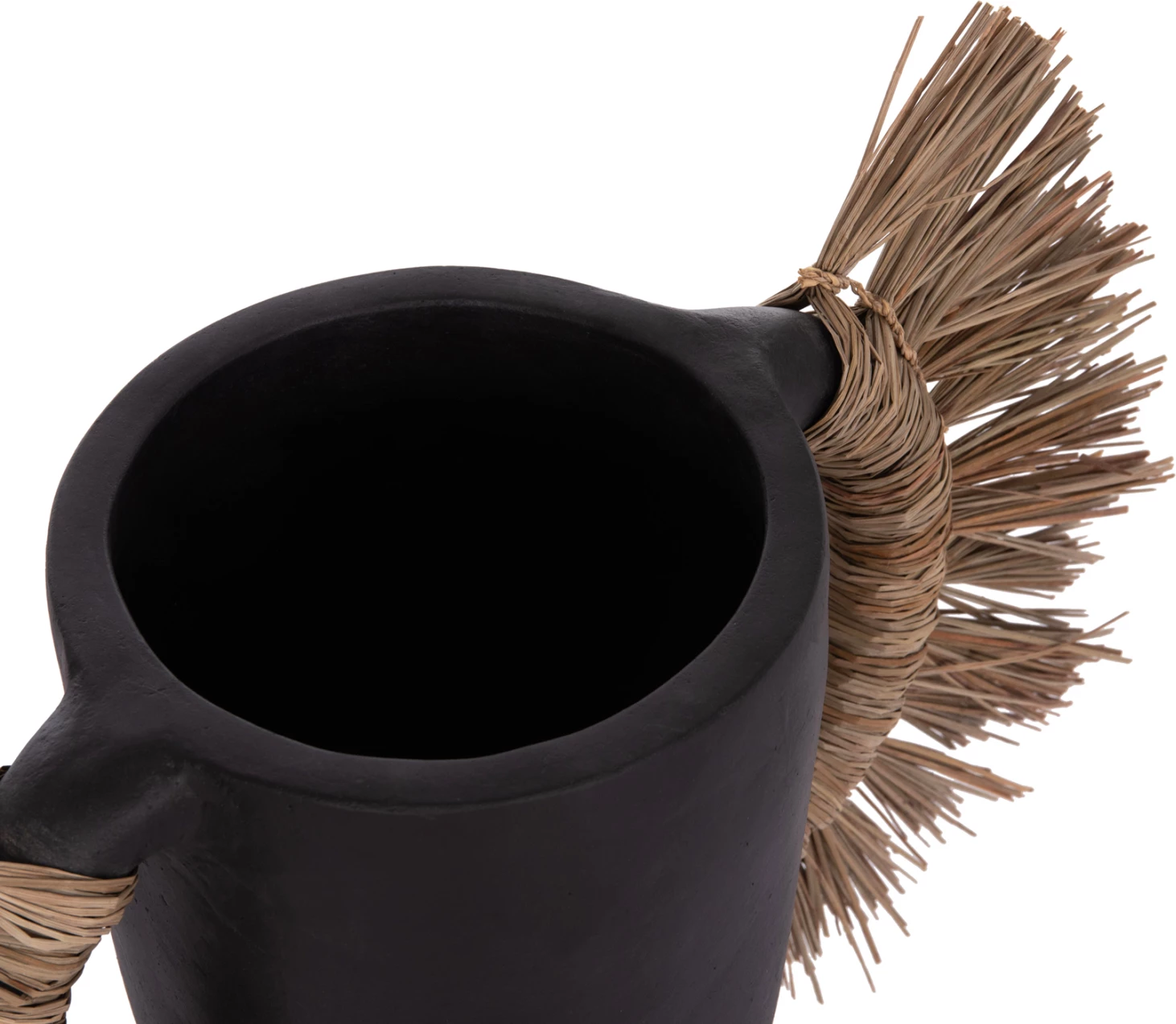 Vazo dekorative tavoline ALICA, terrakotë e zezë, me bar, FH4668.01L, 64x22x38cm