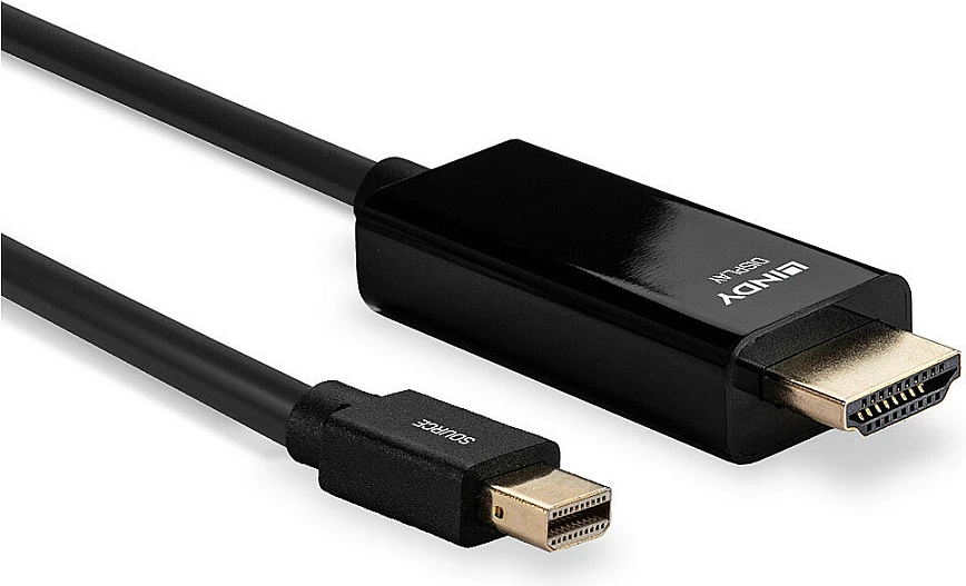 Kabllo LINDY Mini DisplayPort në HDMI, 2m, 4K 30Hz, e zezë