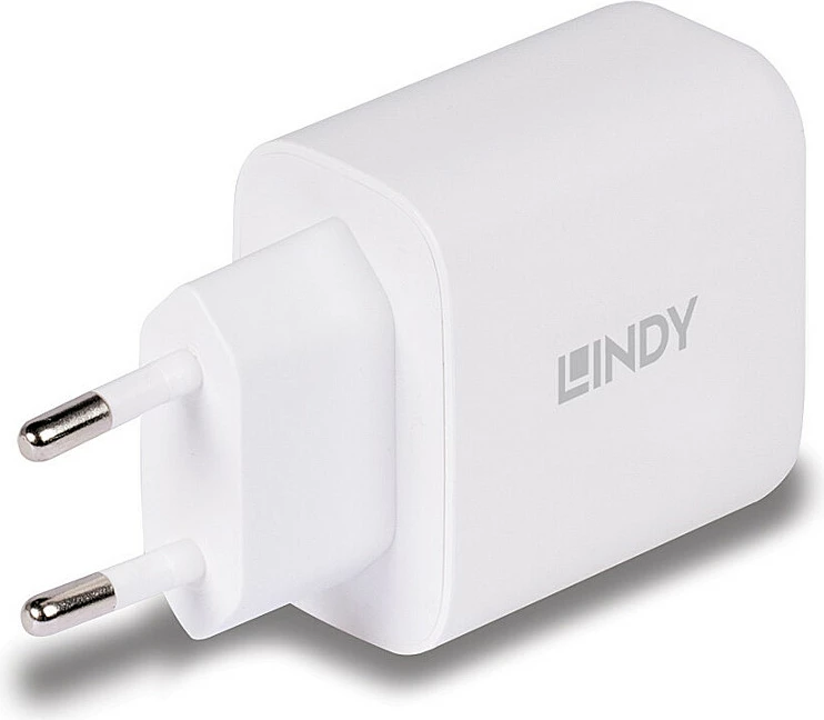 Karikues LINDY GaN Charger 65W, USB-A + USB-C, PD 3.0, i bardhë