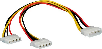 Kabllo energjie interne ROLINE Y Molex 4-pin, 0.3 m, 1x mashkull në 2x femër, zezë/kuqe/bardhë/verdhe