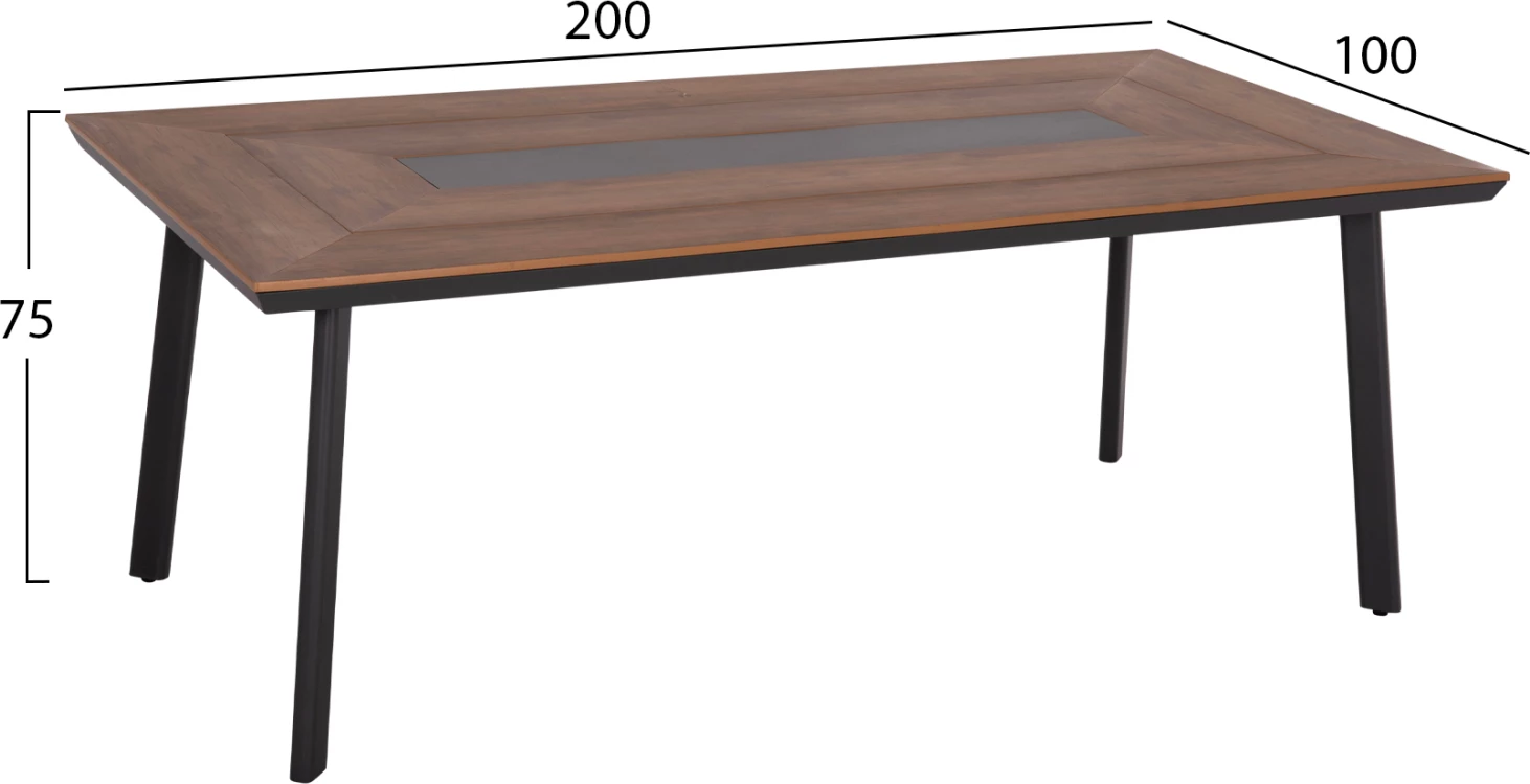 Tavolinë alumini me sipërfaqe tavoline polywood 200x100 gri FH5131.12