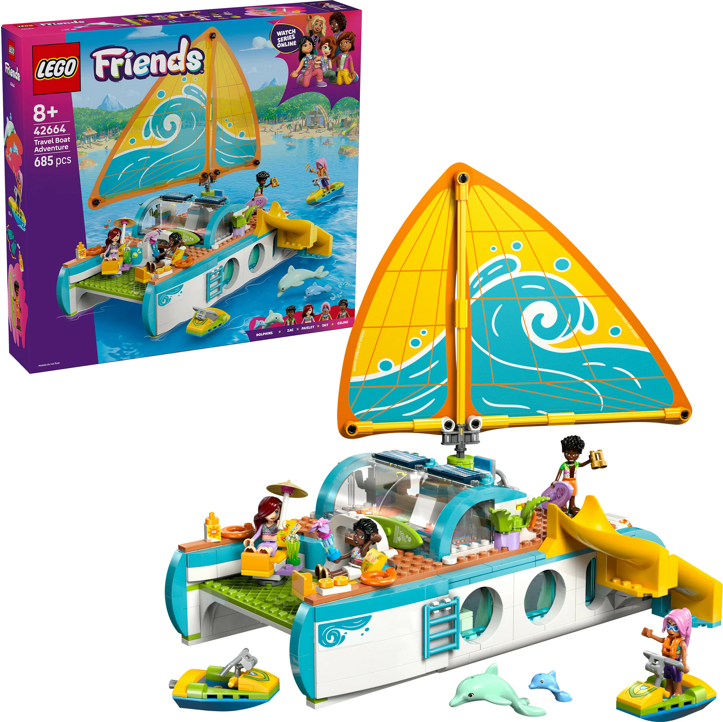 Set ndërtimi LEGO Friends 42664 Travel Boat Adventure, 685 pjesë, 8+, shumëngjyrësh