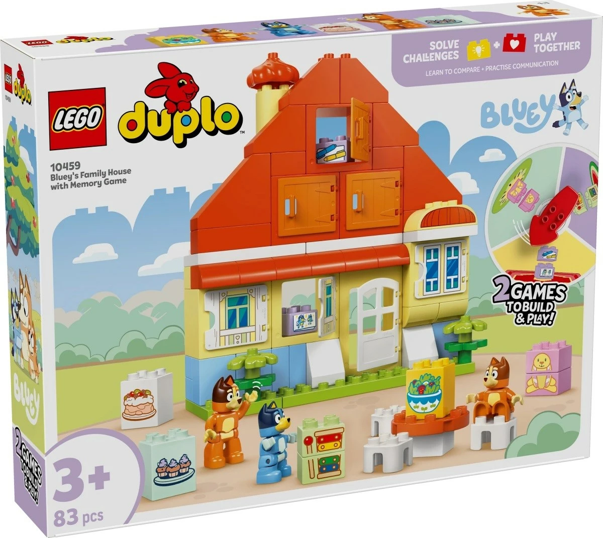 Set LEGO Duplo Bluey Family House 10459 me lojë kujtese, për fëmijë, 3+ vjeç