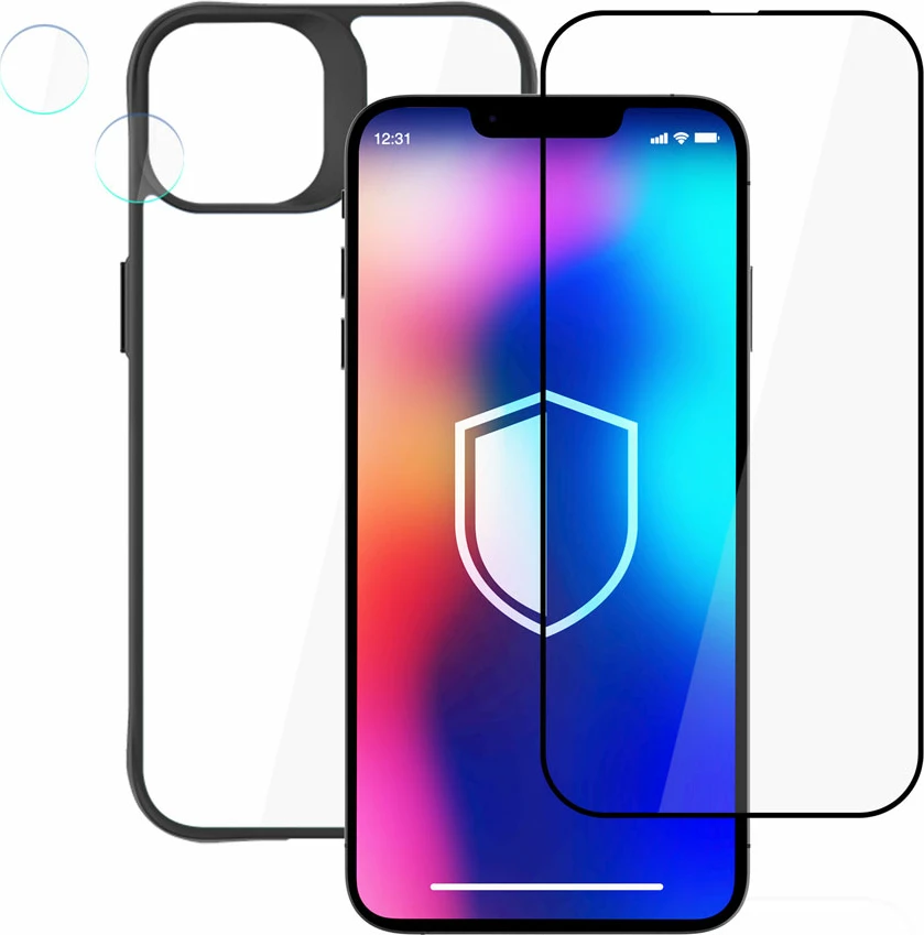 Mbështjellës 3mk Comfort Set 4in1 për iPhone 14, i zi