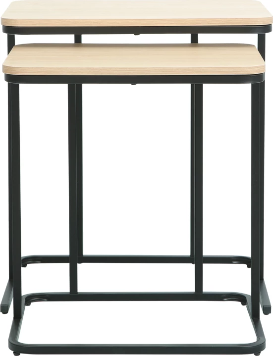 Tavolina anësore Dunest, ngjyrë natyrale, këmbë metalike të zeza, 54x40x60cm