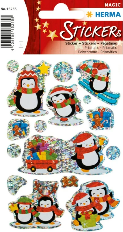Stickers HERMA Winter Pinguine, 8 copë, prizmë, shumëngjyrëshe