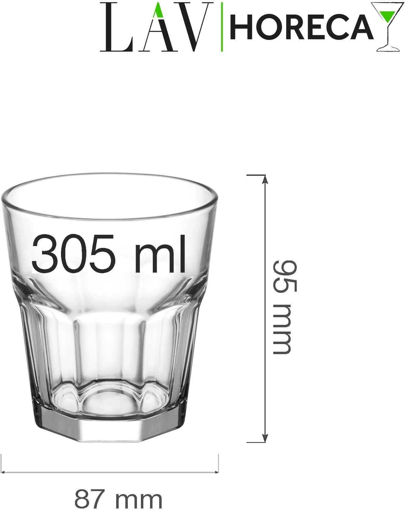 Gotë uiski LAV HORECA Amsterdam 305 ml, transparente, set 12 copë