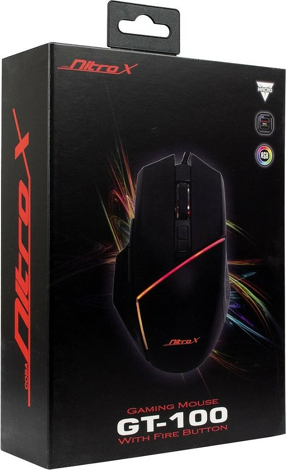 Maus gaming Inter-Tech AC GT-100, me kabllo, me ndriçim LED, i zi