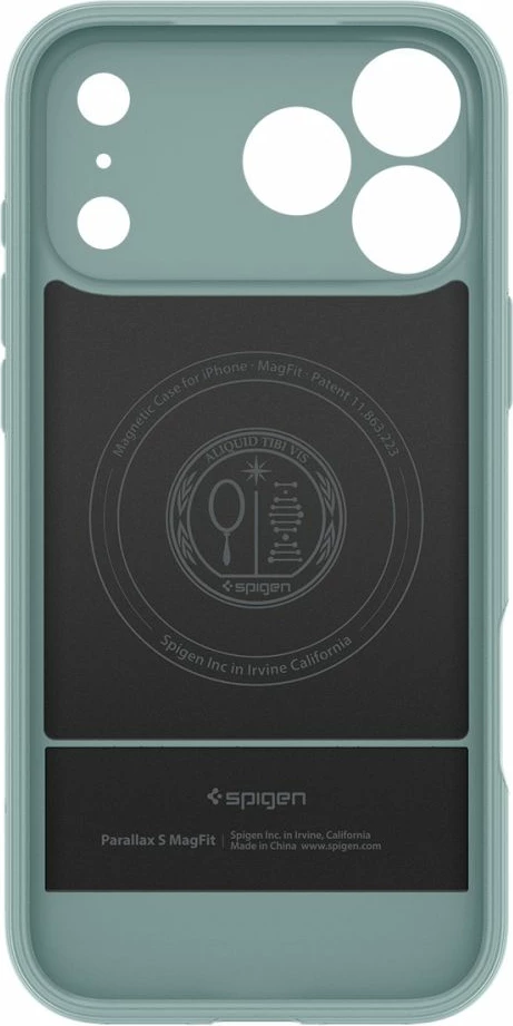 Mbështjellës Spigen Parallax S MagSafe për iPhone 17 Pro Max me stendë të palosshme, TPU, jeshile