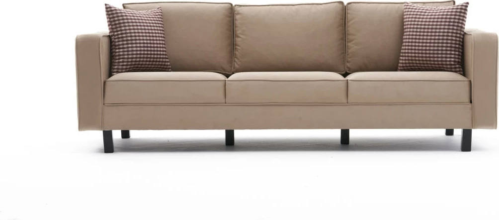 Divan treshe Atelier del Sofa, kadife, ngjyrë krem