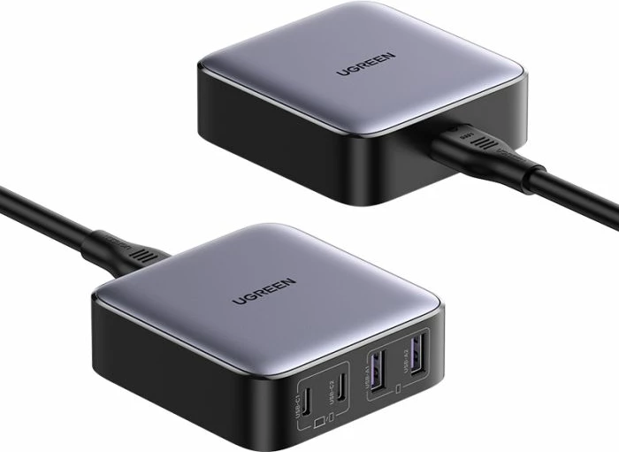 Karikues GaN UGREEN Nexode 65W, 2x USB-C, 2x USB-A, PD 3.0/QC4+, gri e errët