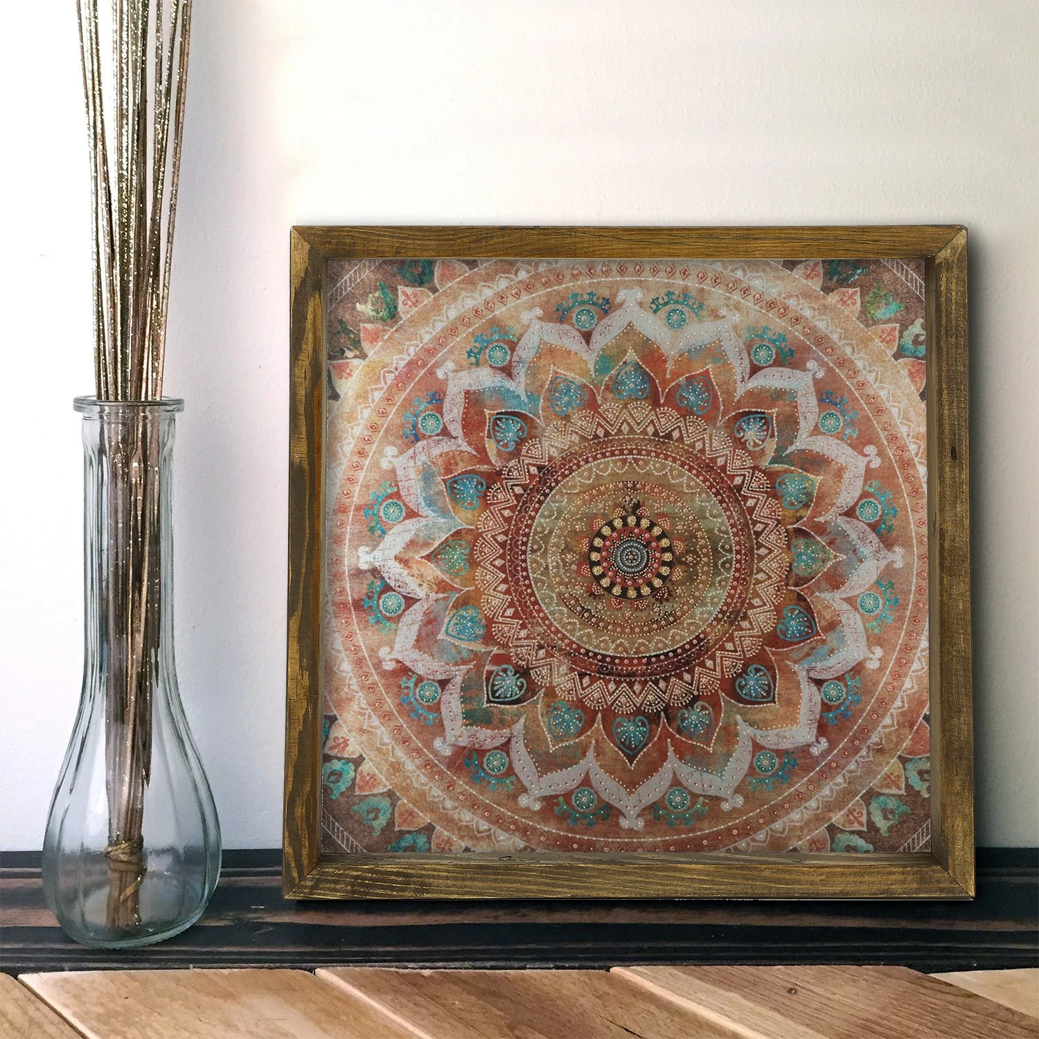Pikturë dekorative MDF me kornizë, shumëngjyrëshe, MZM249, 33x33cm