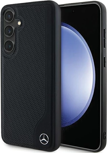 Mbështjellës Mercedes Leather Debossed Line MagSafe për Samsung Galaxy S24, i zi