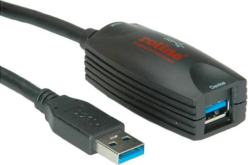 Kabllo USB ROLINE USB 3.2 Gen 1 Repeater aktiv 5m, USB-A mashkull në USB-A femër, e zezë