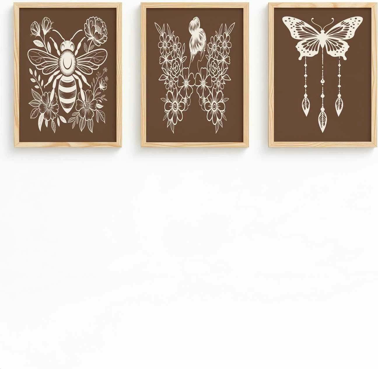 Set pikturash dekorative me kornizë, MDF, shumëngjyrëshe, Wallity, Huhu512, 30x40cm (3 copë)