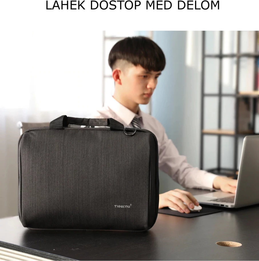 Çantë për laptop Tigernu Vega 13.1\", rezistente ndaj ujit, me rrip shpatulle, kafe